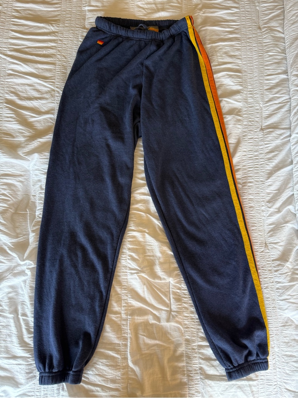 Aviator Nation Women’s Navy Track Joggers with Rainbow Side Stripes Size Medium - Picture 4 of 10
